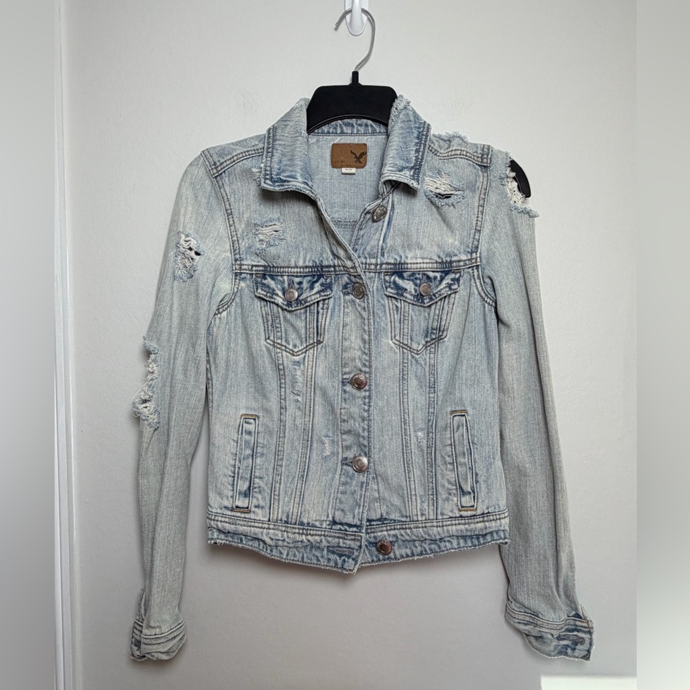 American Eagle Y2K Distressed Jean Jacket - Size XS